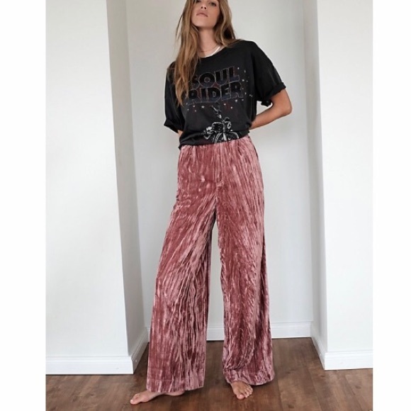 Free People Pants - Free People Runaway Velvet Wide Leg Pants size 8